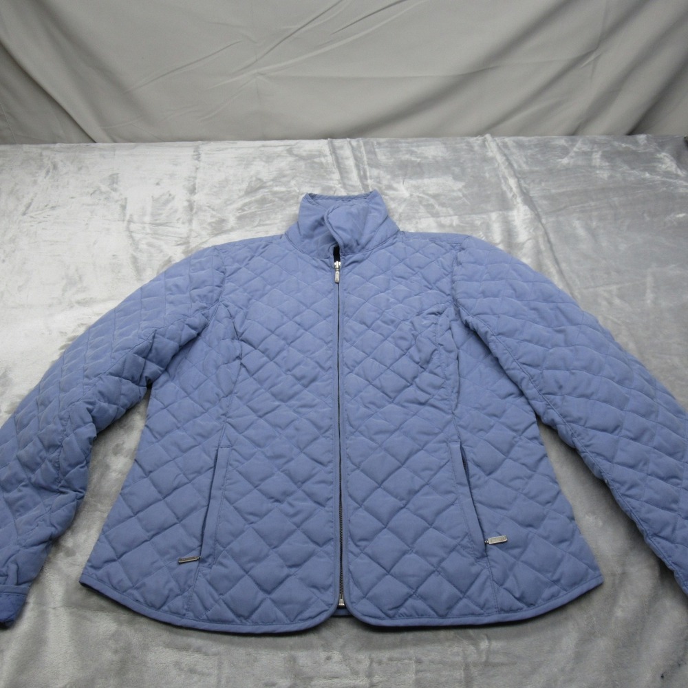 Eddie Bauer Down Jacket Women Medium Lt Purple Lightweight Full Zip Quilted Puff